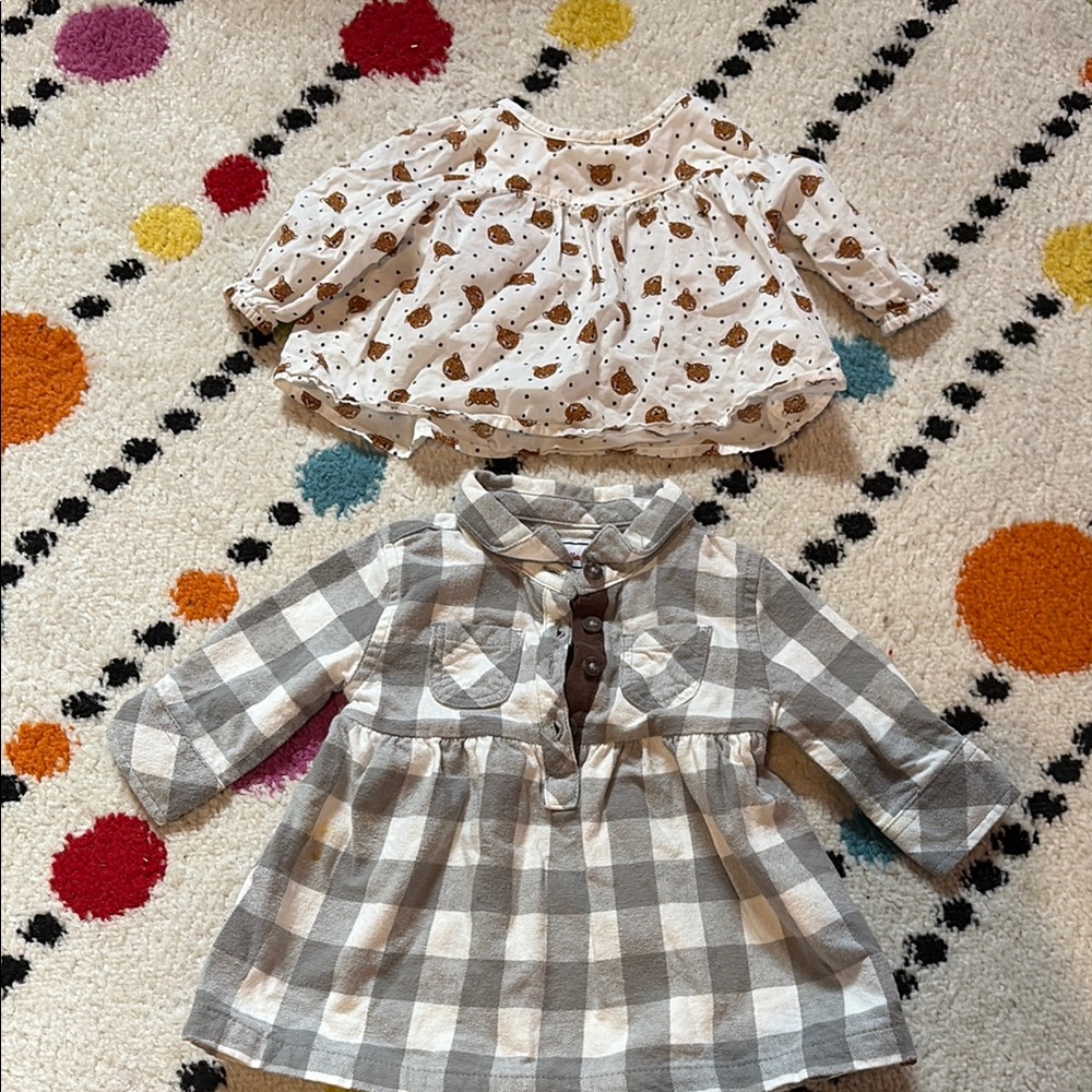 Adorable Baby Blouses - White and Gray